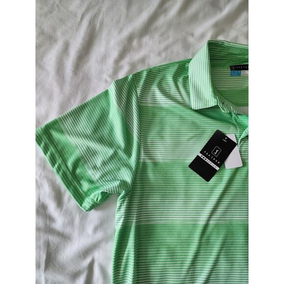 PGA Tour Pro Series Men’s Polo Shirt Size L Green Stripe Golf NWT - Picture 4 of 16